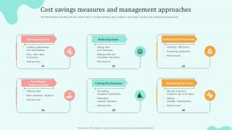 Cost Savings Measures And Management Approaches