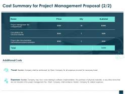 Cost summary for project management proposal price ppt powerpoint file