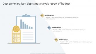 Cost Summary Icon Depicting Analysis Report Of Budget