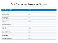 Cost summary of accounting services
