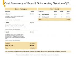 Cost summary of payroll outsourcing services planning ppt powerpoint presentation gallery influencers