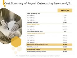Cost summary of payroll outsourcing services technology ppt powerpoint presentation outline maker