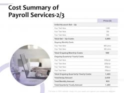 Cost summary of payroll services initial ppt powerpoint presentation slides