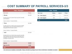 Cost summary of payroll services payable monthly ppt powerpoint presentation infographic