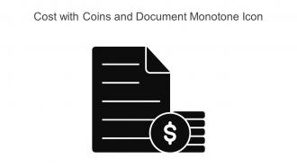 Cost With Coins And Document Monotone Icon In Powerpoint Pptx Png And Editable Eps Format