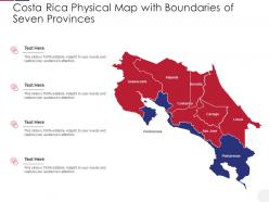 Costa rica physical map with boundaries of seven provinces