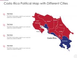 Costa rica political map with different cities