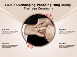 Couple exchanging wedding ring during marriage ceremony