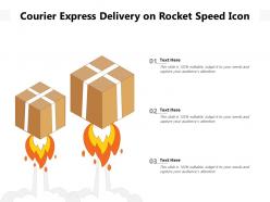 Courier express delivery on rocket speed icon