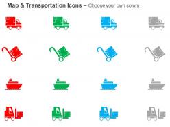 Courier van ship forklift shipping system ppt icons graphics