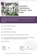 Courtyard Maintenance Proposal Next Steps One Pager Sample Example Document