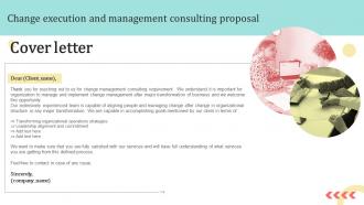 Cover Letter Change Execution And Management Consulting Proposal