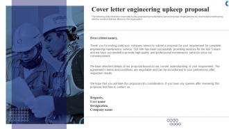 Cover Letter Engineering Upkeep Proposal Ppt Powerpoint Professional