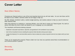 Cover letter finance business ppt powerpoint presentation summary format ideas