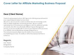 Cover letter for affiliate marketing business proposal ppt powerpoint presentation