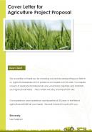Cover Letter For Agriculture Project Proposal One Pager Sample Example Document
