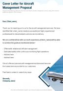 Cover Letter For Aircraft Management Proposal One Pager Sample Example Document