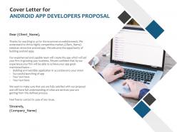 Cover letter for android app developers proposal ppt templates