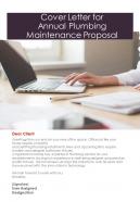 Cover Letter For Annual Plumbing Maintenance Proposal One Pager Sample Example Document