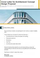 Cover Letter For Architectural Concept Design Proposal One Pager Sample Example Document