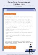 Cover Letter For Automated LMS Services One Pager Sample Example Document