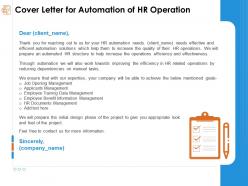 Cover Letter For Automation Of Hr Operation Information Management Ppt Presentation Slide
