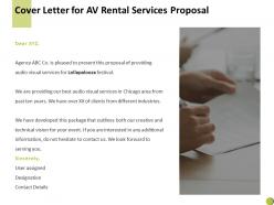 Cover letter for av rental services proposal c903 ppt powerpoint presentation summary shapes
