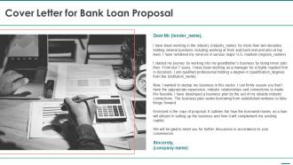 Cover letter for bank loan proposal ppt slides gallery