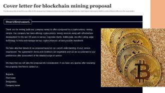 Cover Letter For Blockchain Mining Proposal Ppt Gallery Graphics Template