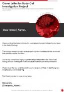 Cover Letter For Body Cell Investigation Project One Pager Sample Example Document