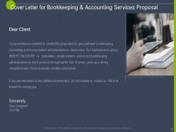 Cover letter for bookkeeping and accounting services proposal ppt powerpoint deck
