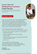 Cover Letter For Building Drug Treatment Center Services One Pager Sample Example Document