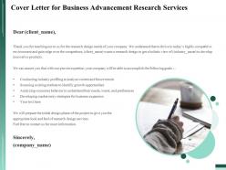 Cover letter for business advancement research services ppt topics