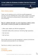 Cover Letter For Business Aviation Service Proposal One Pager Sample Example Document