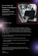 Cover Letter For Business Intelligence Technology Adoption Services One Pager Sample Example Document
