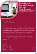 Cover Letter For Business Proposal For Event Floral Company One Pager Sample Example Document