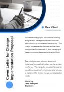 Cover Letter For Change Implementation Proposal One Pager Sample Example Document