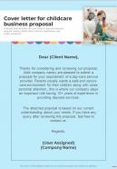 Cover Letter For Childcare Business Proposal One Pager Sample Example Document