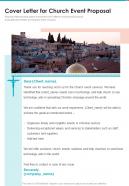 Cover Letter For Church Event Proposal One Pager Sample Example Document
