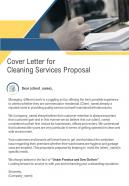 Cover Letter For Cleaning Services Proposal One Pager Sample Example Document