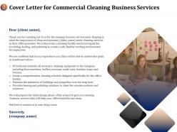 Cover letter for commercial cleaning business services ppt templates