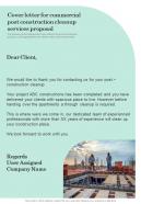 Cover Letter For Commercial Post Construction Cleanup Services Proposal One Pager Sample Example Document