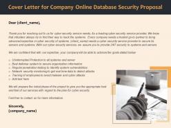 Cover letter for company online database security proposal ppt file slides
