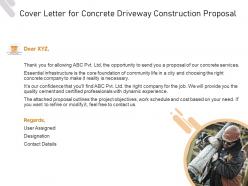 Cover letter for concrete driveway construction proposal ppt powerpoint presentation portfolio