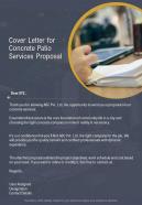 Cover Letter For Concrete Patio Services Proposal One Pager Sample Example Document
