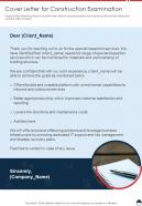 Cover Letter For Construction Examination One Pager Sample Example Document
