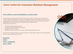 Cover letter for consumer relation management ppt template