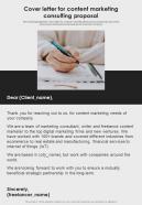 Cover Letter For Content Marketing Consulting Proposal One Pager Sample Example Document