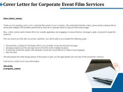 Cover letter for corporate event film services ppt file format ideas