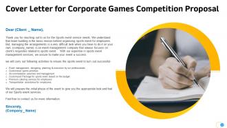 Cover letter for corporate games competition proposal ppt slides examples